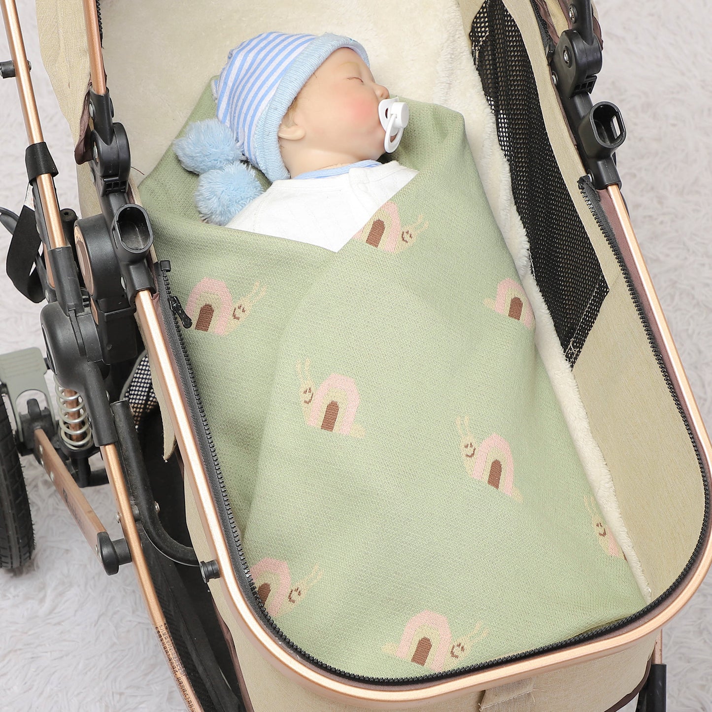 Newborn Knit Blanket Soft Swaddling Receiving Baby Blankets for Crib Stroller Sage