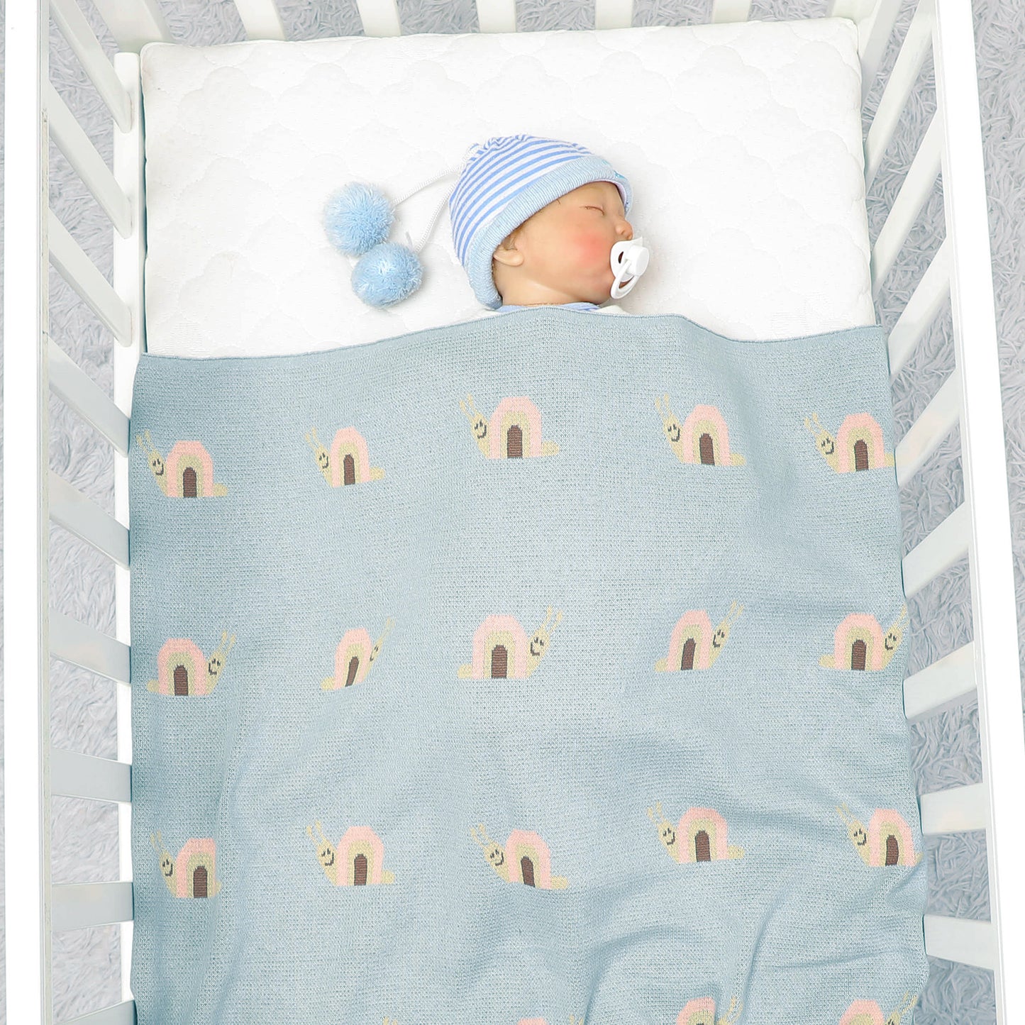 Newborn Knit Blanket Soft Swaddling Receiving Baby Blankets for Crib Stroller Sage