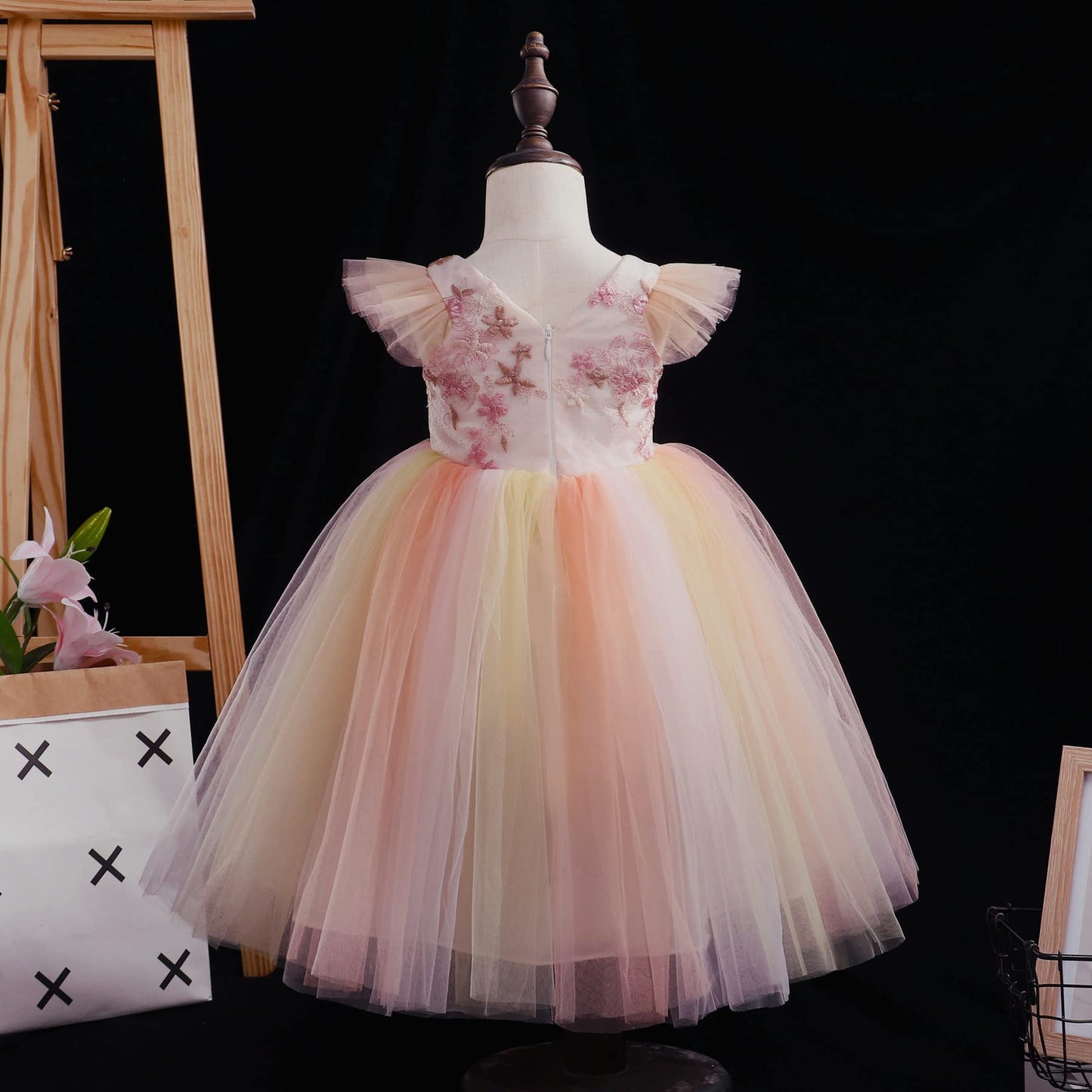 Toddler Baby Girl Tulle Dress Sleeveless Lace Princess for Party Wedding Pageant