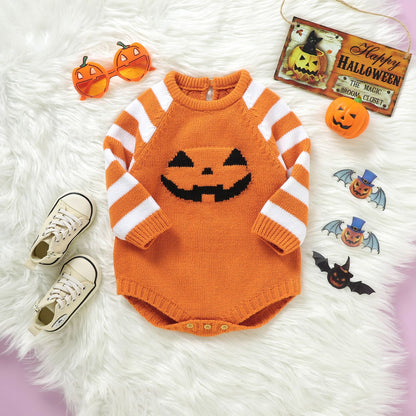 Halloween Baby Knit Sweater Bodysuit Pumpkins