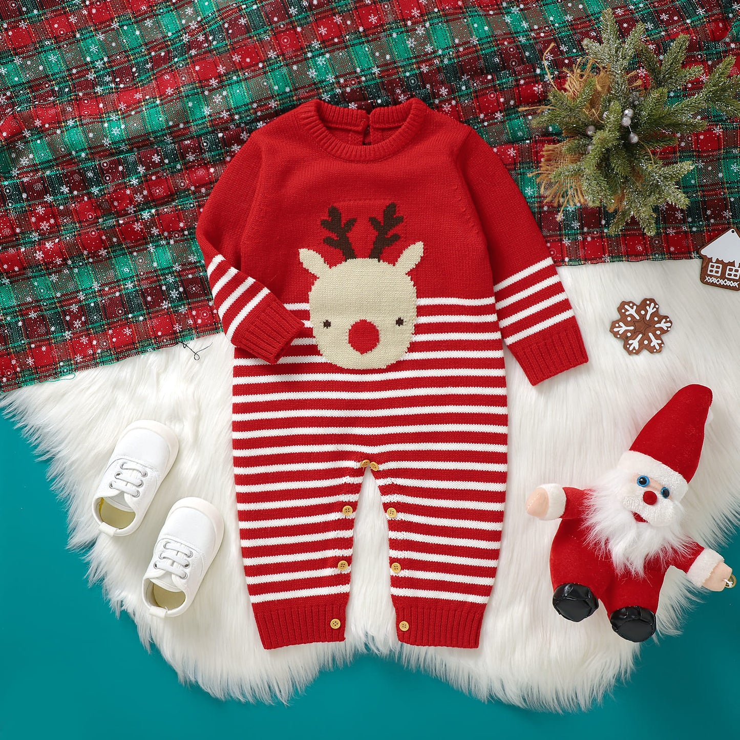 Infant&Toddler Ugly Christmas Sweater Romper Reindeer