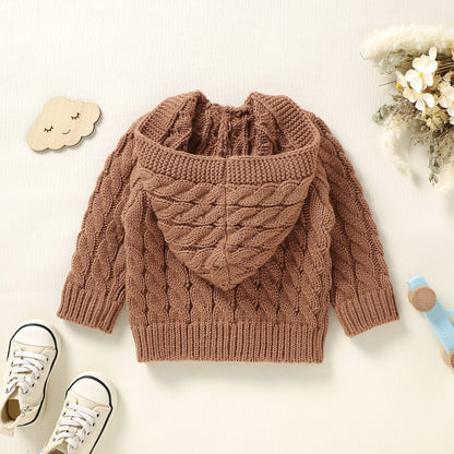 Infant&Toddler Sweater Knit Cardigan with Hoody