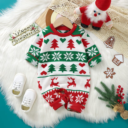 Baby Ugly Christmas Sweater Romper Long Sleeve