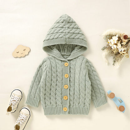 Infant&Toddler Sweater Knit Cardigan with Hoody