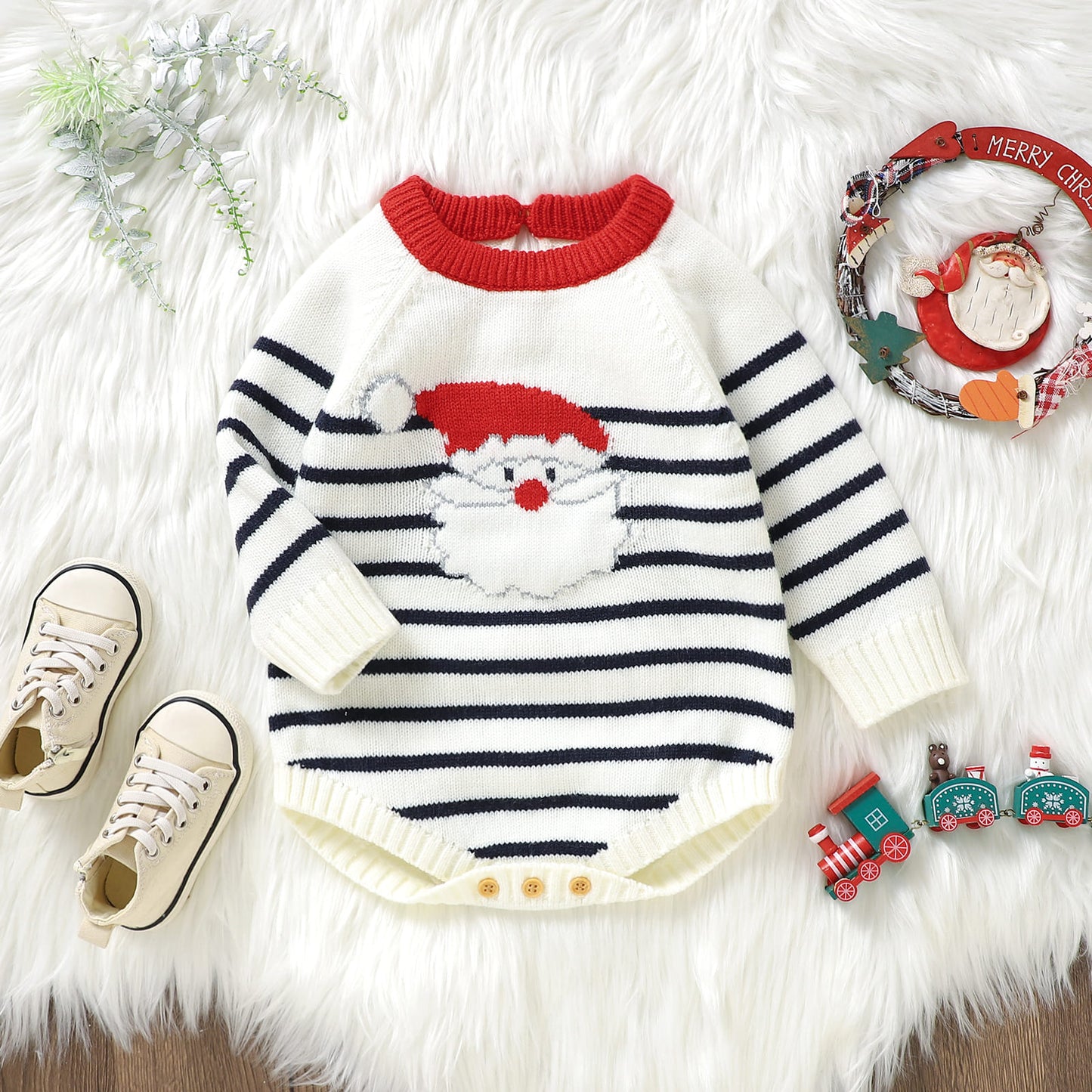 Baby Ugly Christmas Sweater Bodysuit Santa Claus