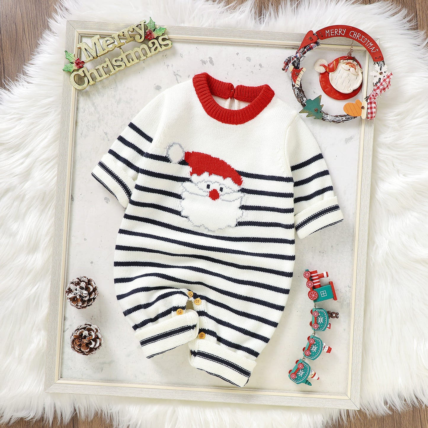 Baby Ugly Christmas Sweater Romper Santa Claus