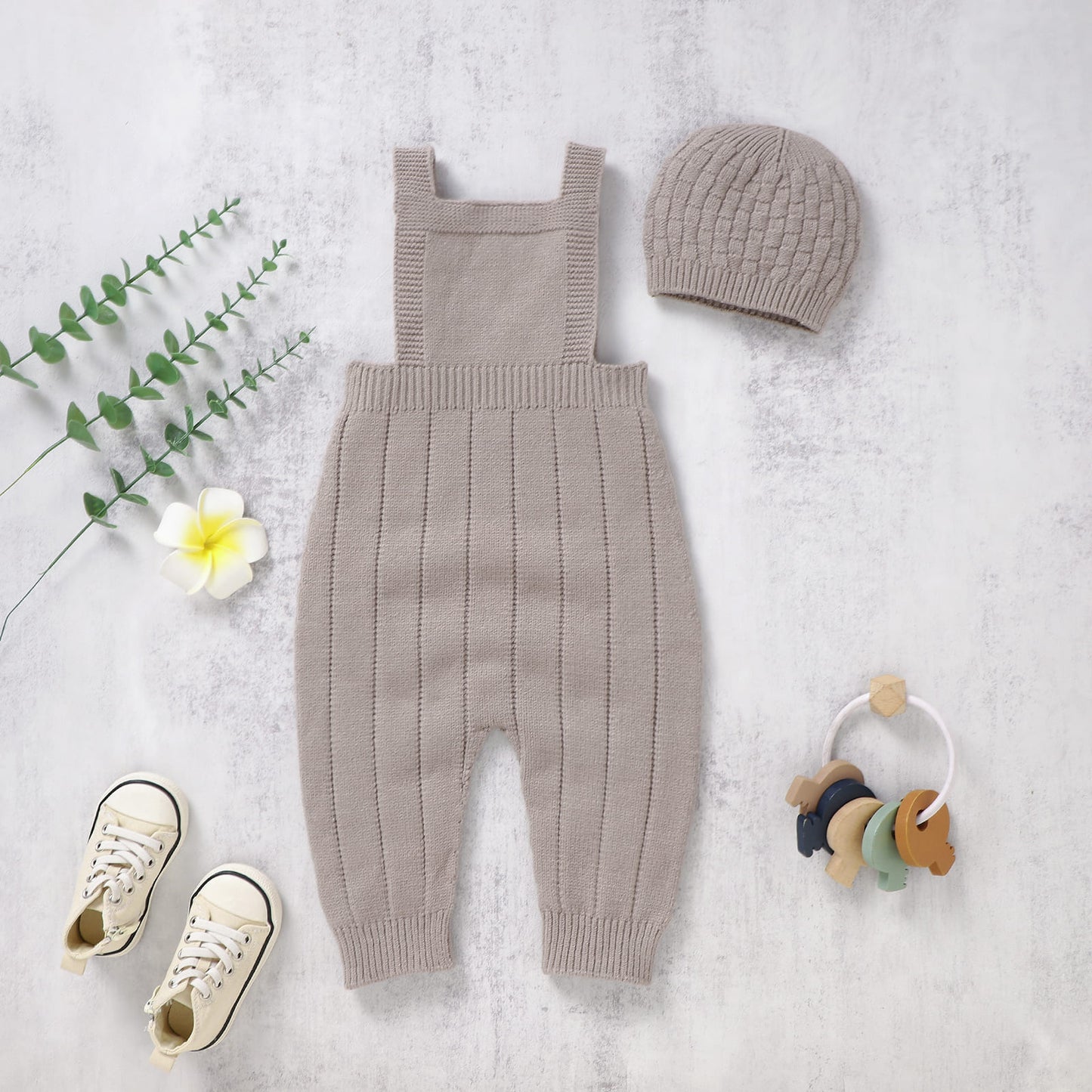 Baby Sweater Jumpsuit Overalls with Knit Hat