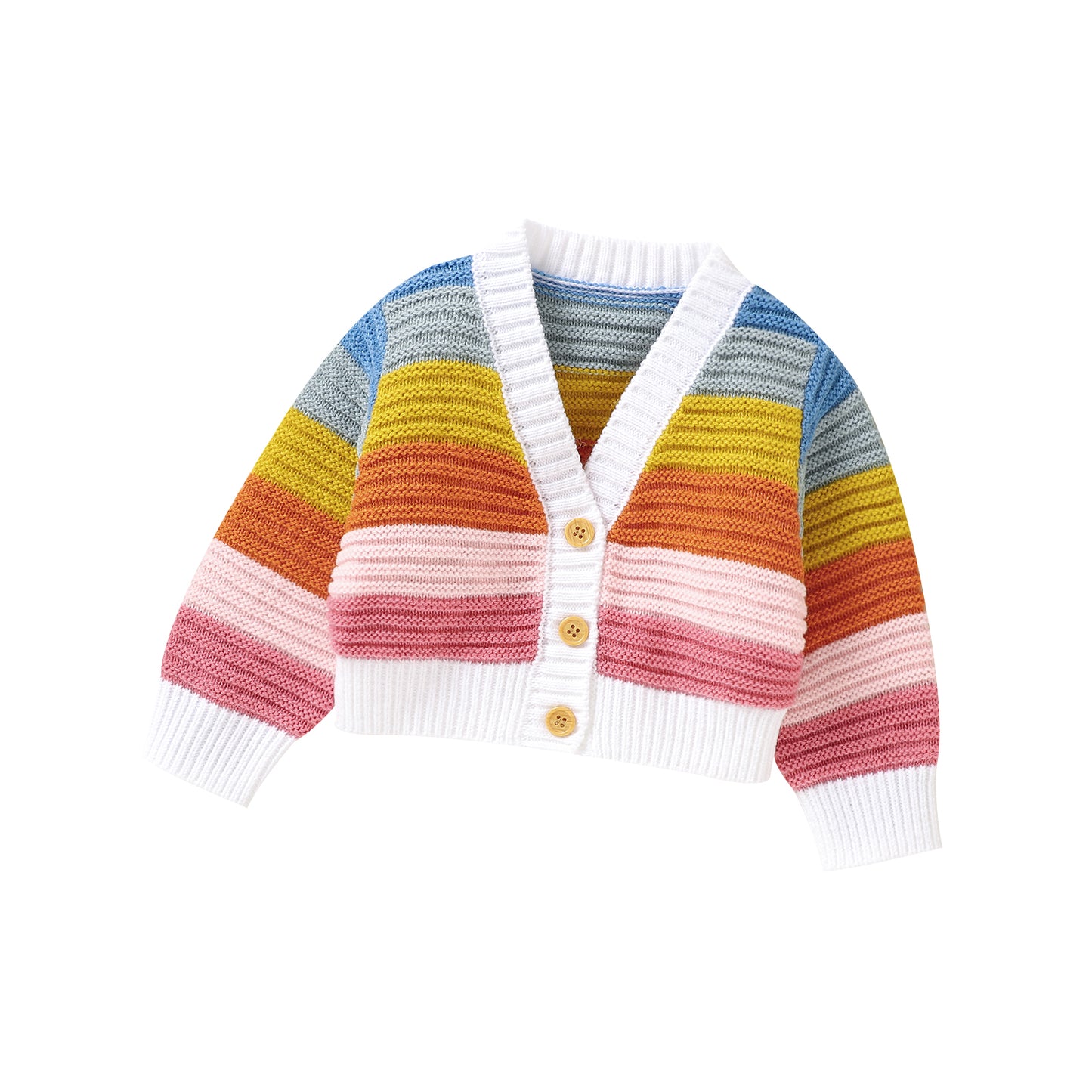 Baby Sweater Knit Cardigan Rainbow Stripe