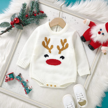 Infant&Toddler Sweater Bodysuit Christmas Reindeer Print