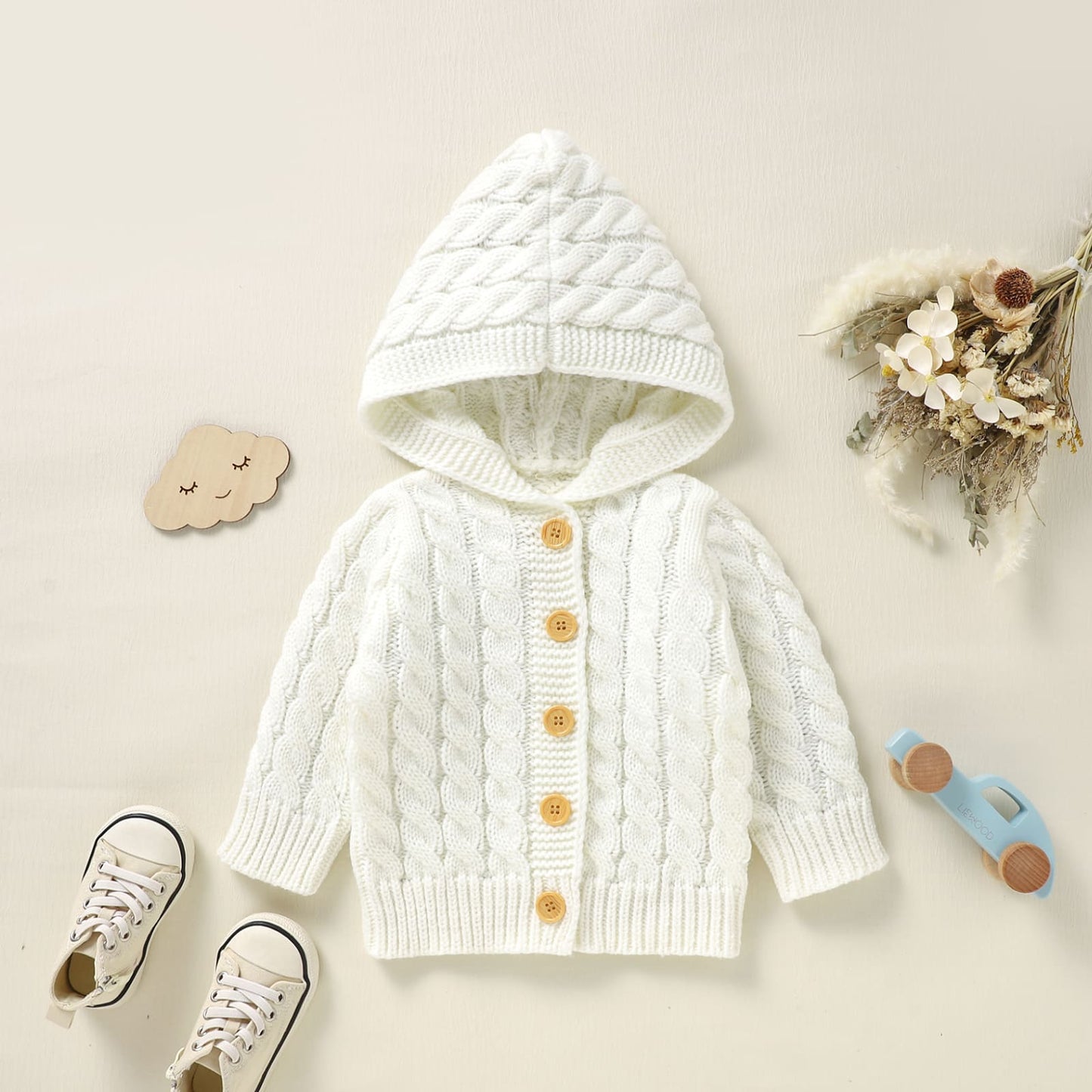 Infant&Toddler Sweater Knit Cardigan with Hoody