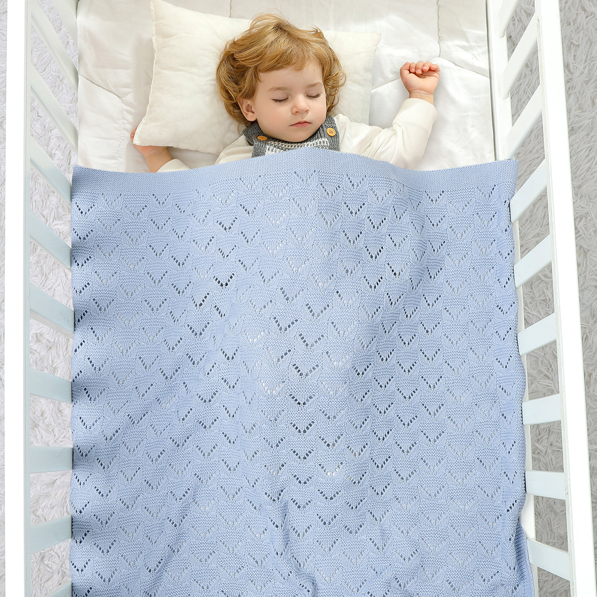 Knitted Baby Blankets Crib Crochet Blanket Toddler Security Blanket Soft Cotton