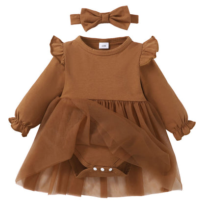 Infant Baby Girl Bodysuit Dress with Headband