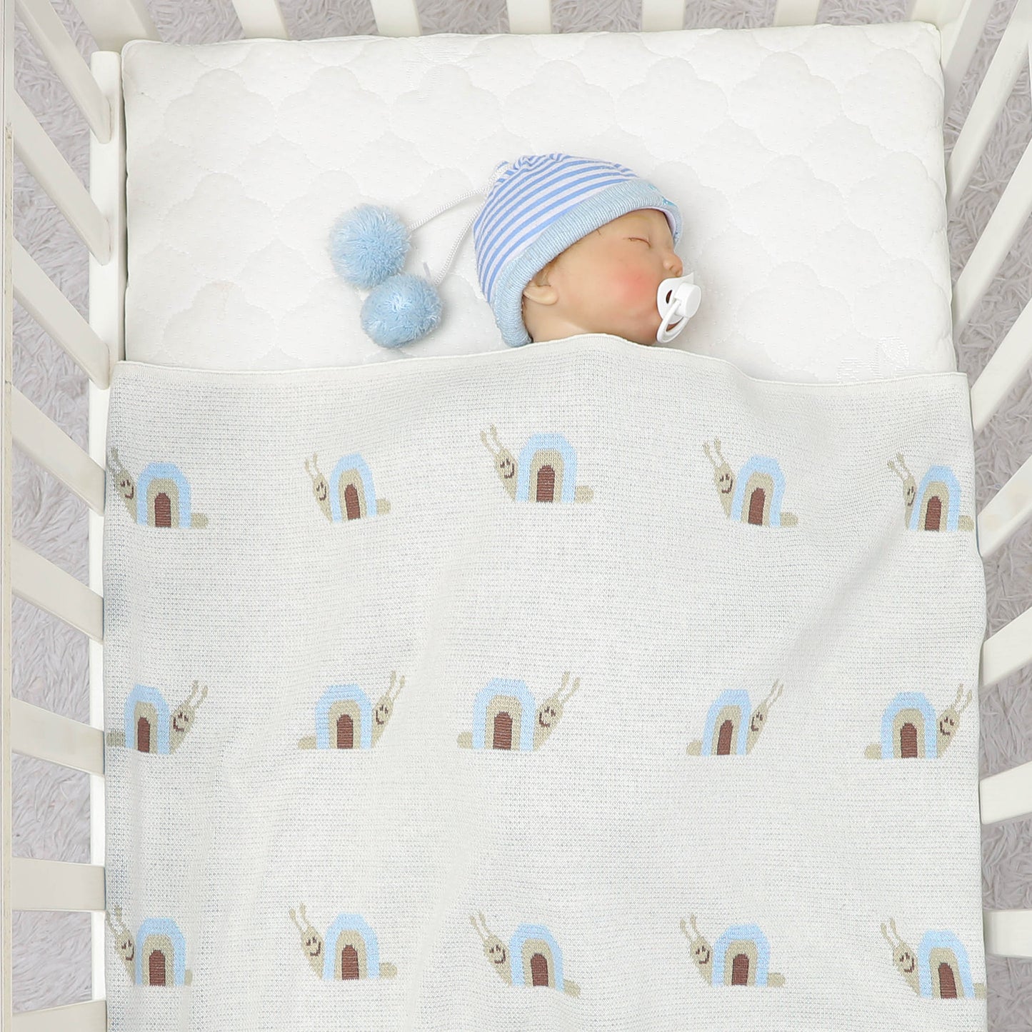 Newborn Knit Blanket Soft Swaddling Receiving Baby Blankets for Crib Stroller Sage