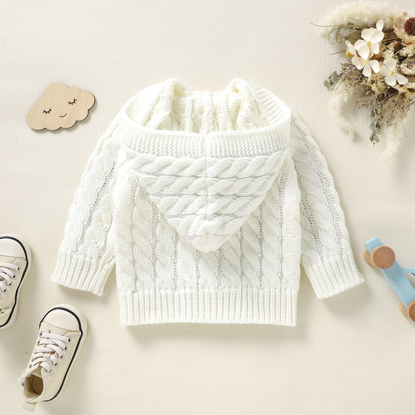 Infant&Toddler Sweater Knit Cardigan with Hoody