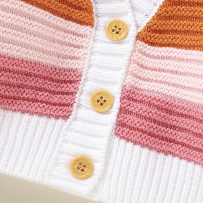 Baby Sweater Knit Cardigan Rainbow Stripe