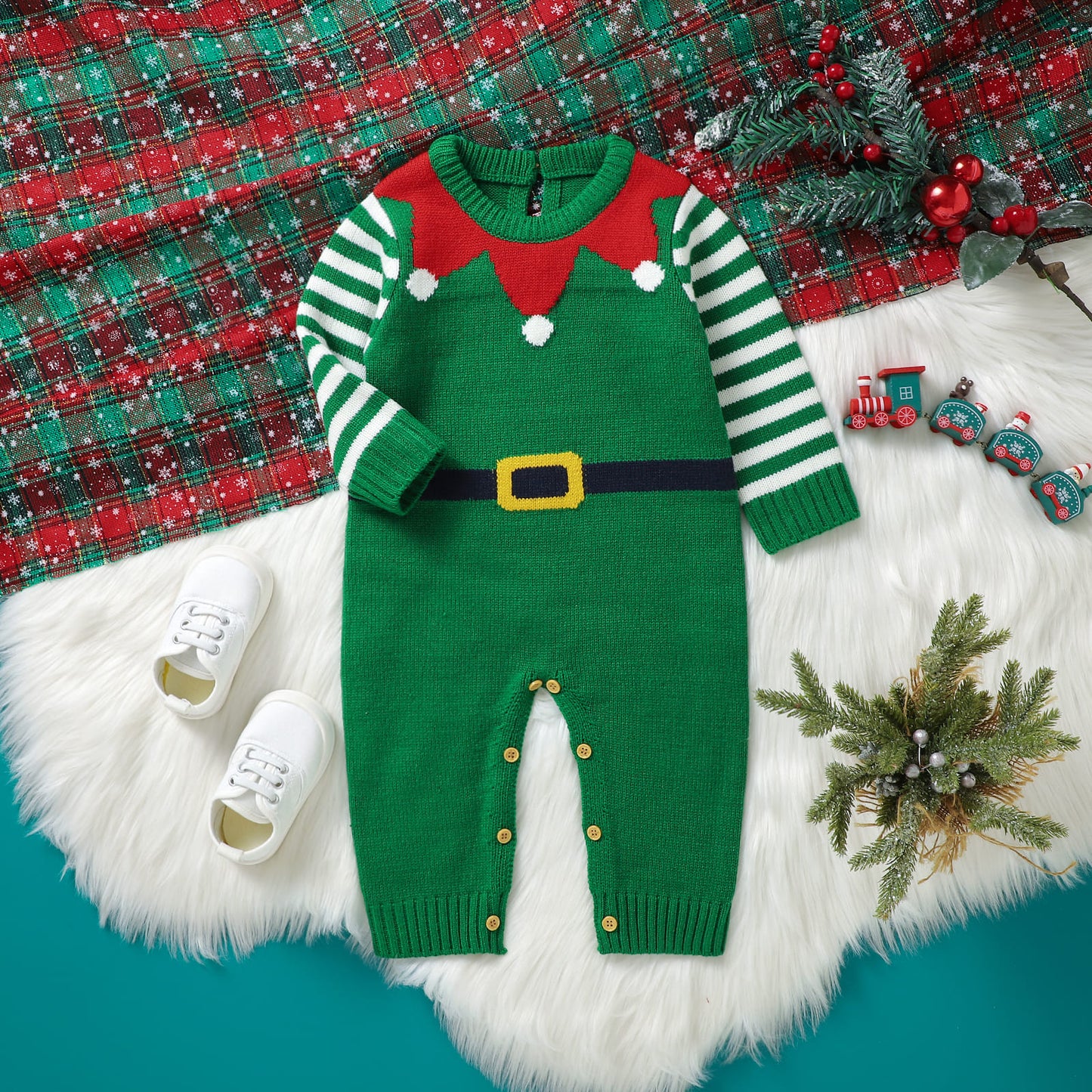 Baby Ugly Christmas Sweater Romper Elf