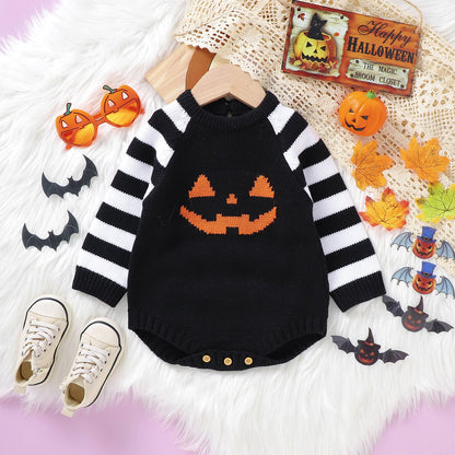 Halloween Baby Knit Sweater Bodysuit Pumpkins