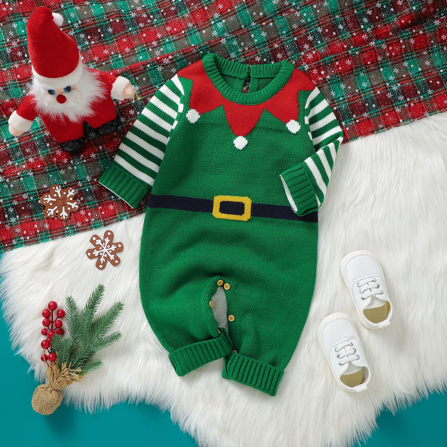 Baby Ugly Christmas Sweater Romper Elf