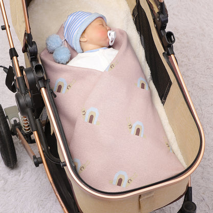 Newborn Knit Blanket Soft Swaddling Receiving Baby Blankets for Crib Stroller Sage