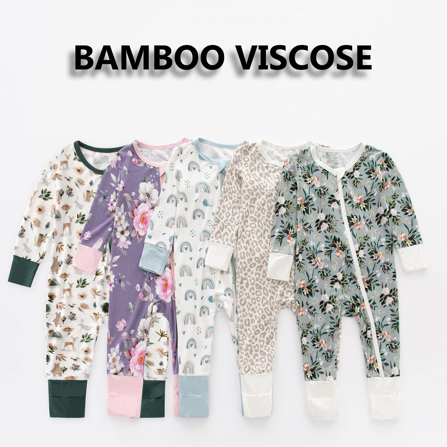 Bamboo Baby&Infant Pajamas Zippered Romper Sleeper with Pattern