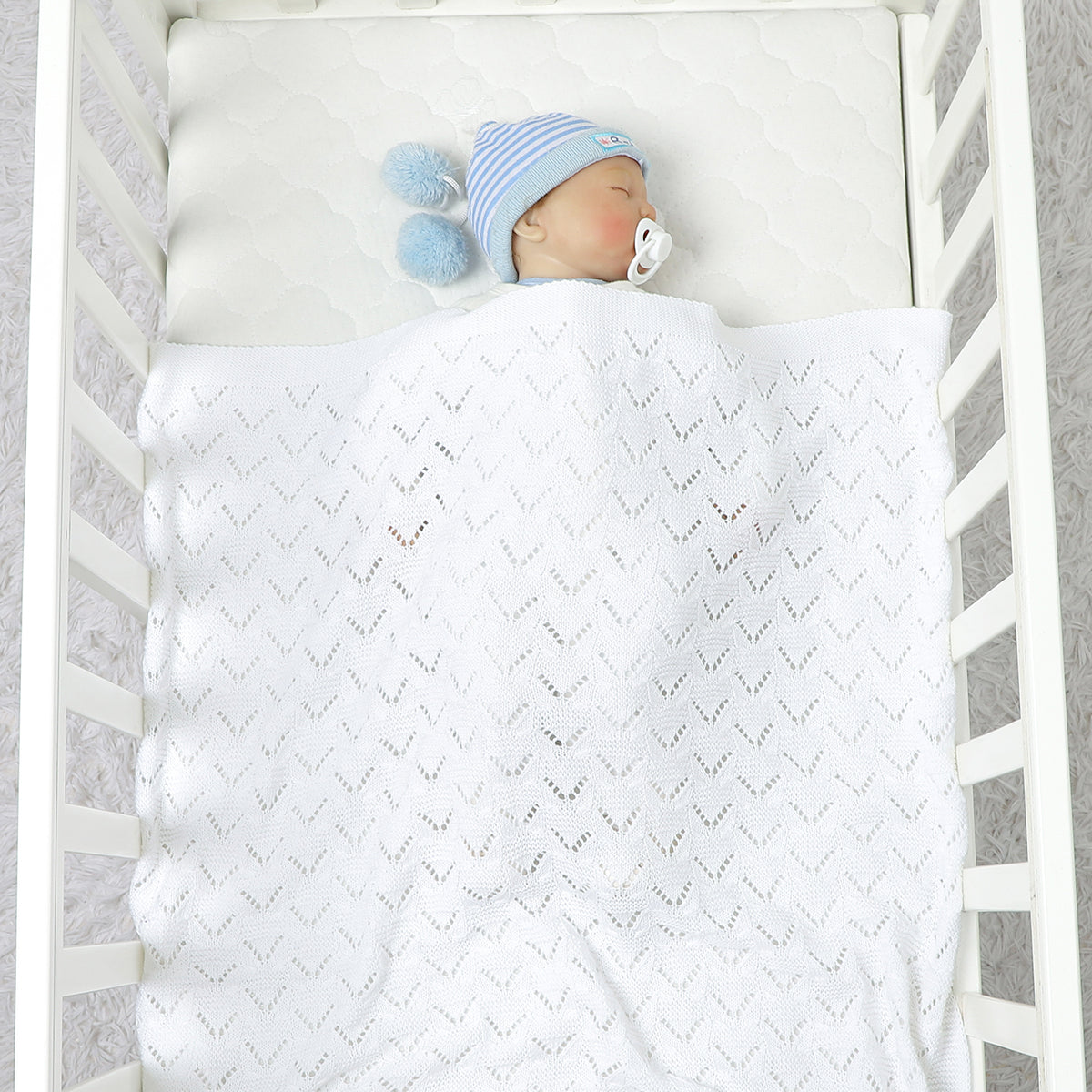 Knitted Baby Blankets Crib Crochet Blanket Toddler Security Blanket Soft Cotton