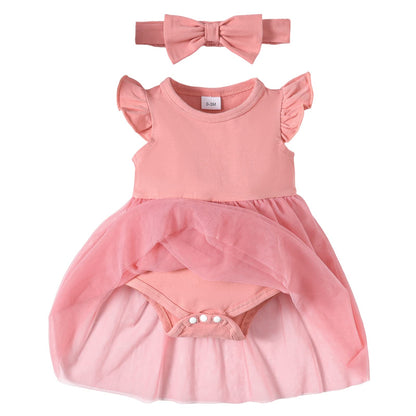 Infant Girl Onesie Dress Short Sleeve