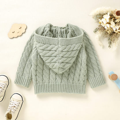 Infant&Toddler Sweater Knit Cardigan with Hoody