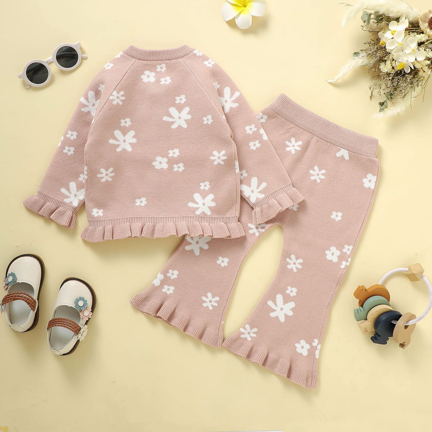 Infant&Toddler Girl Sweater Cardigan and Pant Set