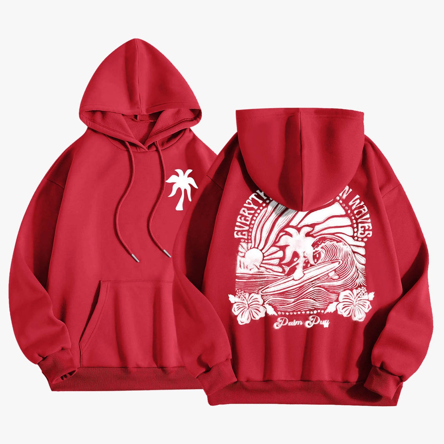 Pink Palm Puff Everything Comes in Waves Oversized Hoodie