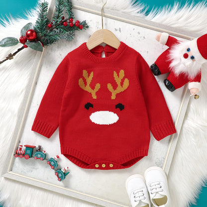 Infant&Toddler Sweater Bodysuit Christmas Reindeer Print