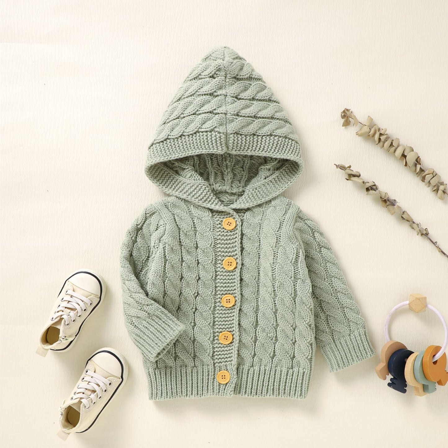 Infant&Toddler Sweater Knit Cardigan with Hoody