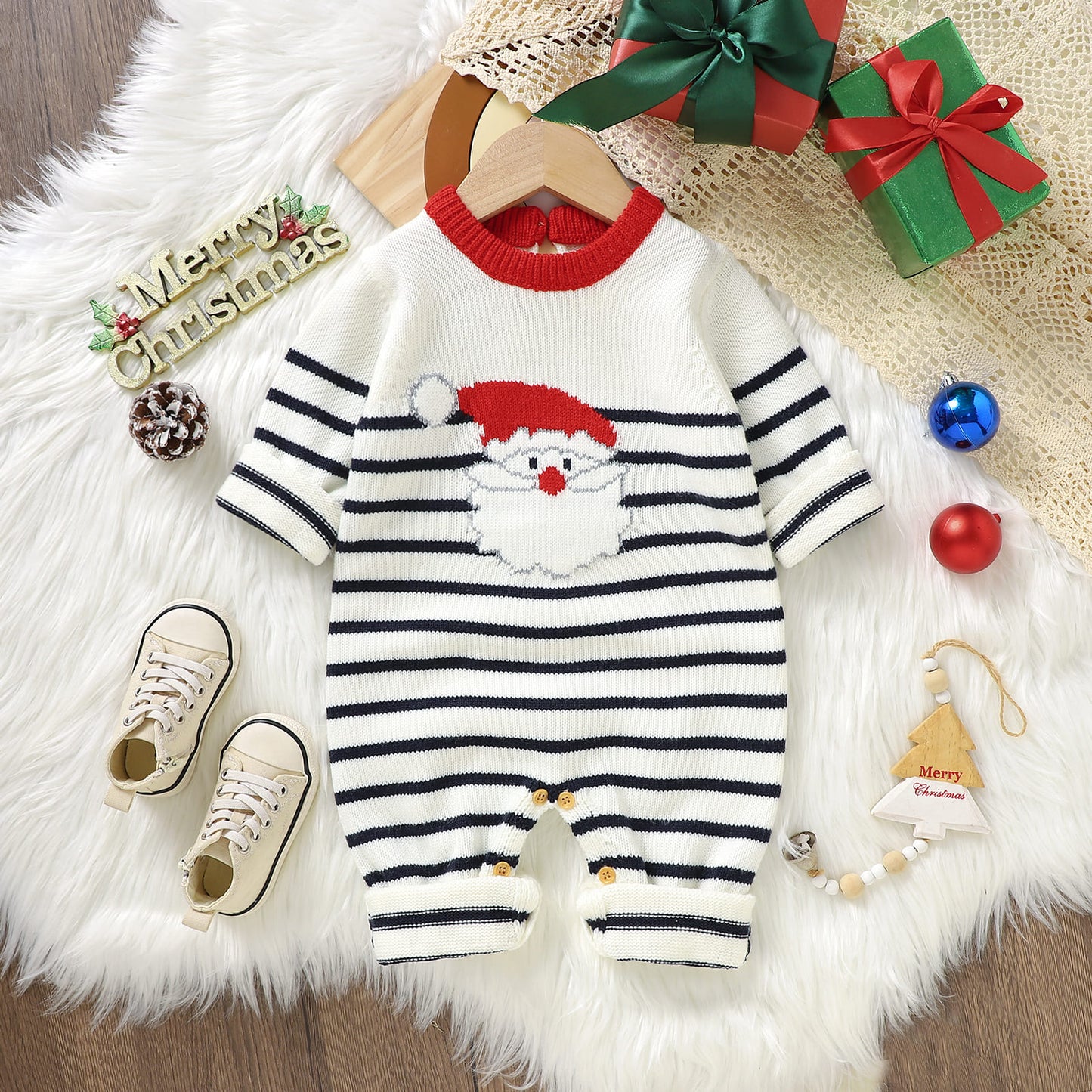 Baby Ugly Christmas Sweater Romper Santa Claus