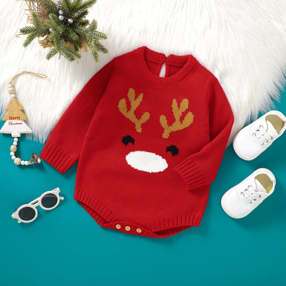 Infant&Toddler Sweater Bodysuit Christmas Reindeer Print