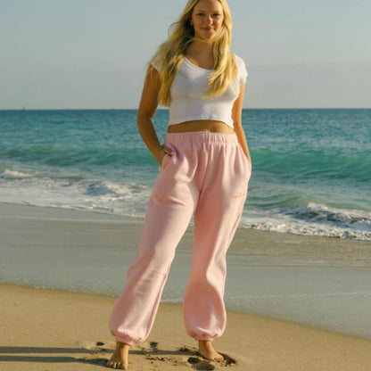 Embroidery Pink Palm Puff Sweatpants