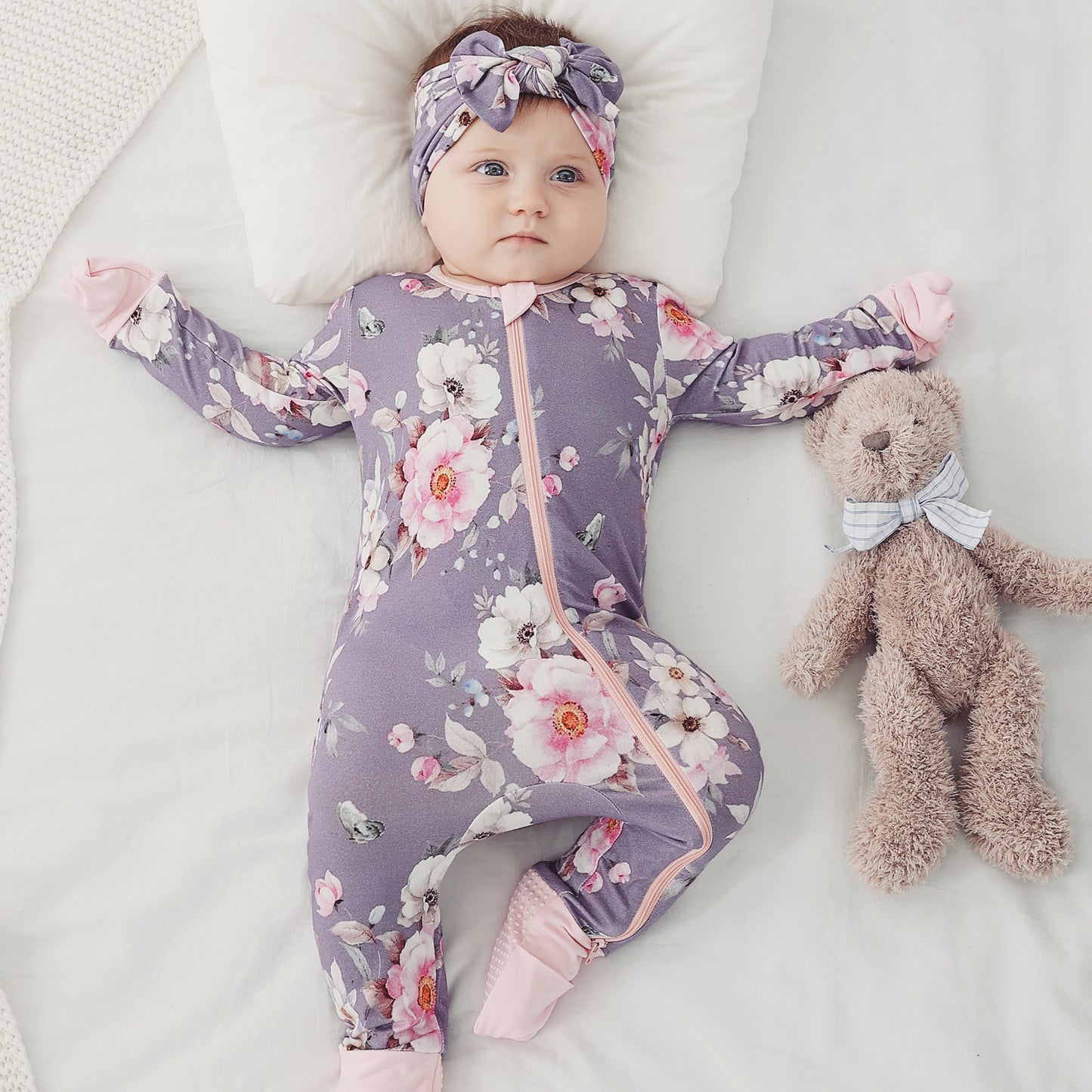 Bamboo Baby&Infant Pajamas Zippered Romper Sleeper with Pattern