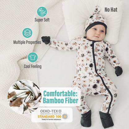 Bamboo Baby&Infant Pajamas Zippered Romper Sleeper with Pattern