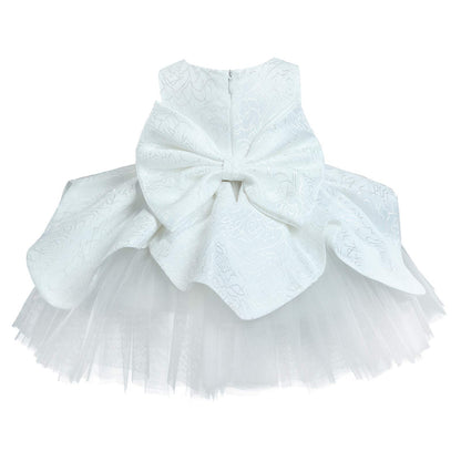 Baby Girls Tulle Wedding Dress Princess Pageant Birthday Party Dresses Gown with Big Bowknot