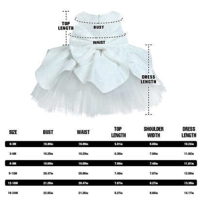 Baby Girls Tulle Wedding Dress Princess Pageant Birthday Party Dresses Gown with Big Bowknot