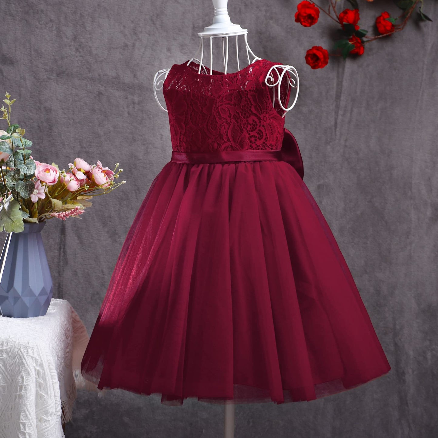 Baby Girl Tulle Dresses Wedding Toddler Tutu Sleeveless Bowknot Princess