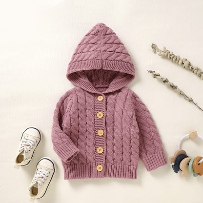 Infant&Toddler Sweater Knit Cardigan with Hoody