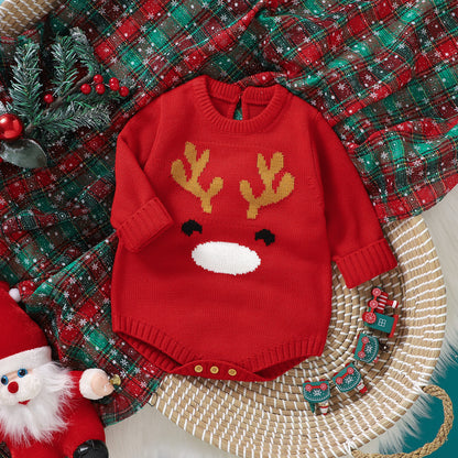 Infant&Toddler Sweater Bodysuit Christmas Reindeer Print