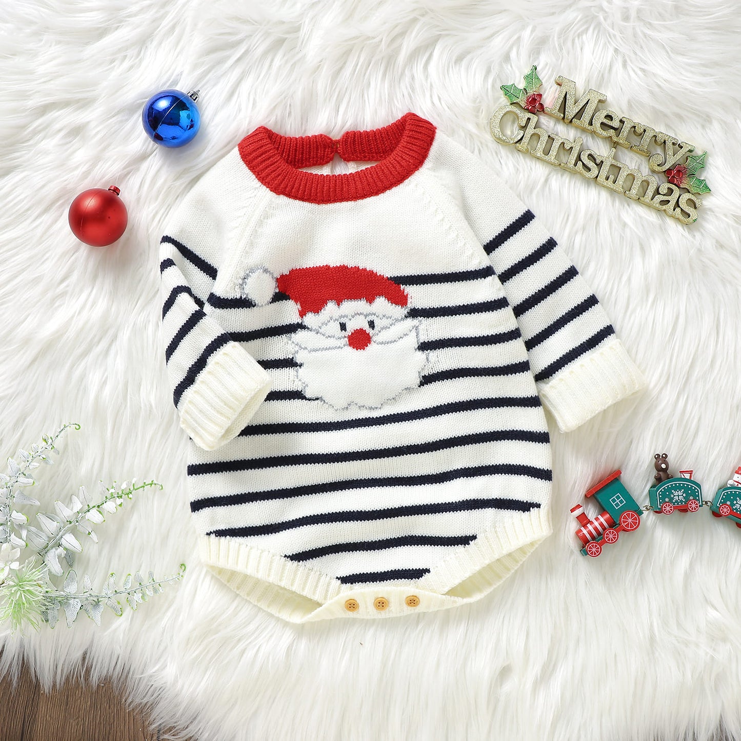 Baby Ugly Christmas Sweater Bodysuit Santa Claus