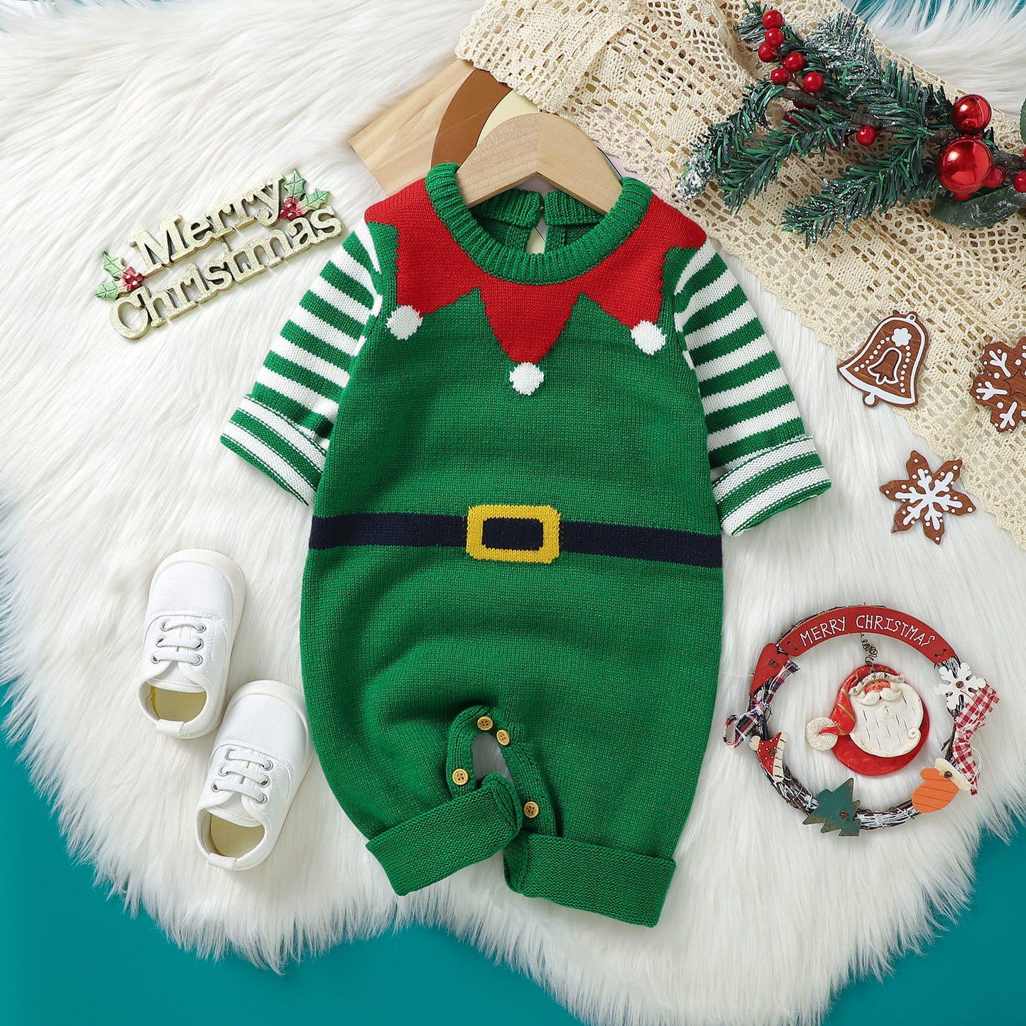 Baby Ugly Christmas Sweater Romper Elf