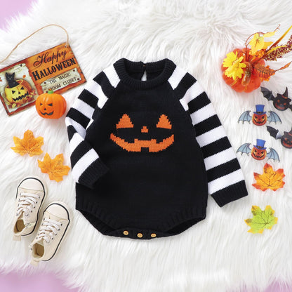 Halloween Baby Knit Sweater Bodysuit Pumpkins