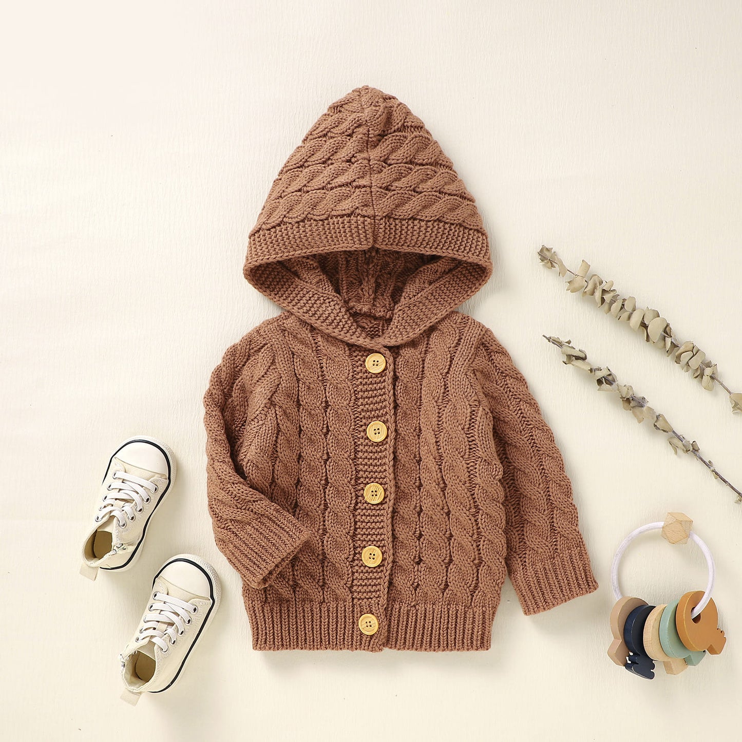 Infant&Toddler Sweater Knit Cardigan with Hoody