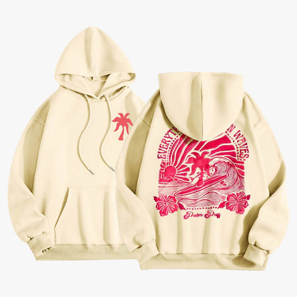 Pink Palm Puff Everything Comes in Waves Oversized Hoodie