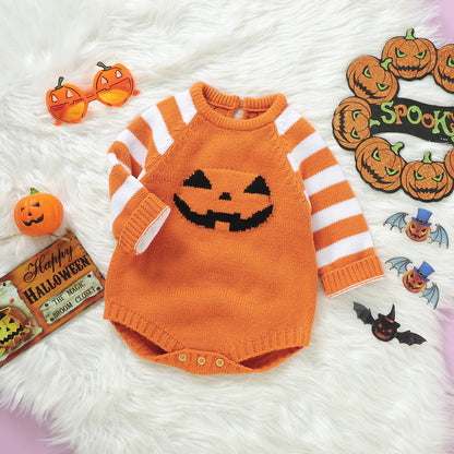 Halloween Baby Knit Sweater Bodysuit Pumpkins