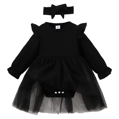 Infant Baby Girl Bodysuit Dress with Headband