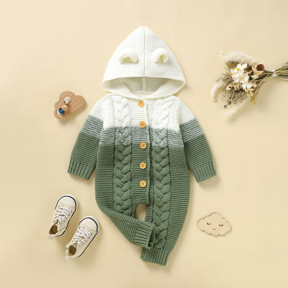 Baby Knit Sweater Romper with Hoody