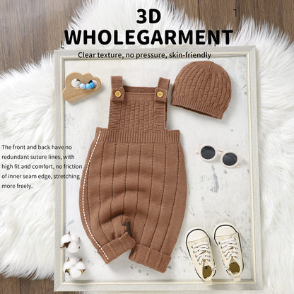 Baby Sweater Jumpsuit Overalls with Knit Hat